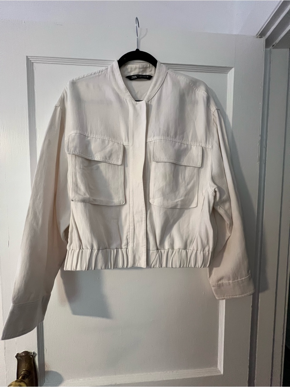Zara Cream Cropped Utility Jacket
